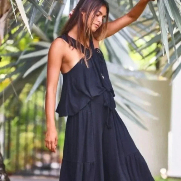 NWT Free People Porter Wide Leg Crop Top Matching Set in Black Small - Picture 3 of 11